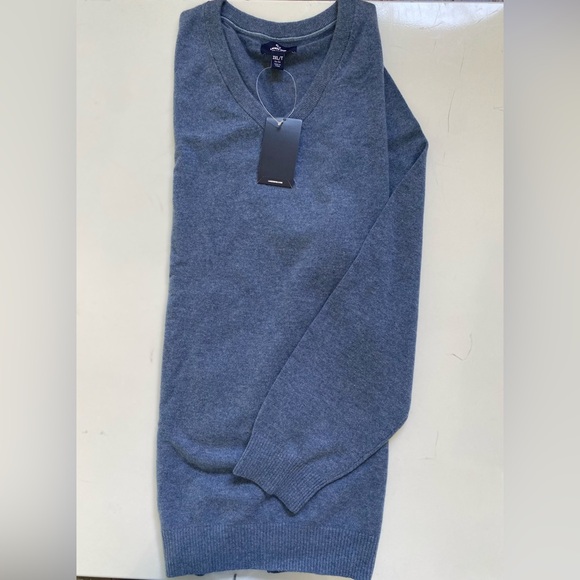 Lands End Men’s Cashmere V-Neck Sweater Medium Blue - Picture 8 of 12